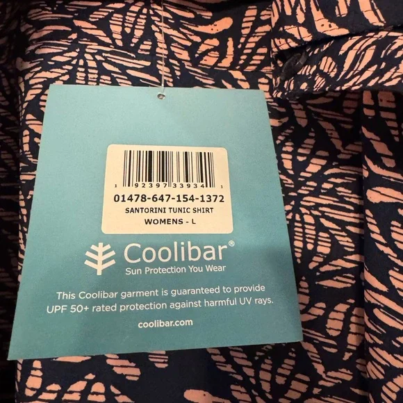 Coolibar Women's Santorini Tunic Long Sleeve Shirt sz L Peachy Pink Flowers - Picture 3 of 5